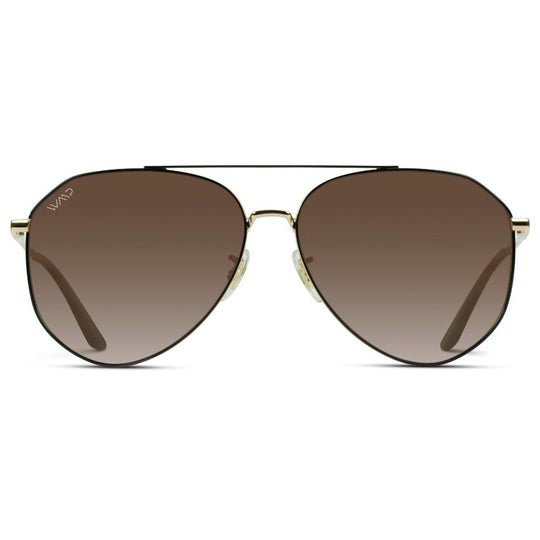 Wear Me Pro Ramsey Geometric Polarized Aviator Sunglasses - Black Frame/Gradient Brown Lens