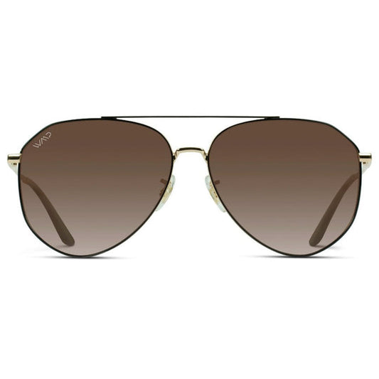 Wear Me Pro Ramsey Geometric Polarized Aviator Sunglasses - Black Frame/Gradient Brown Lens