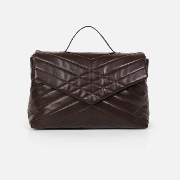 Bizou Quilted Crossbody Handbag - Dark Brown