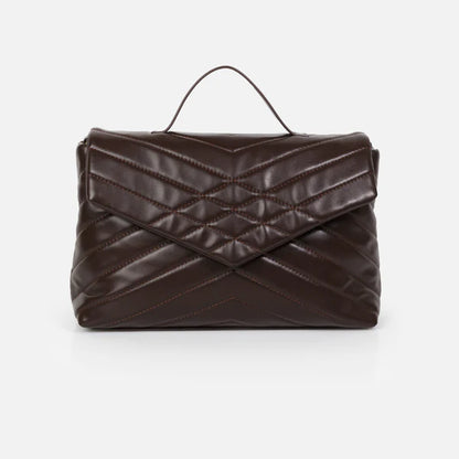 Bizou Quilted Crossbody Handbag - Dark Brown