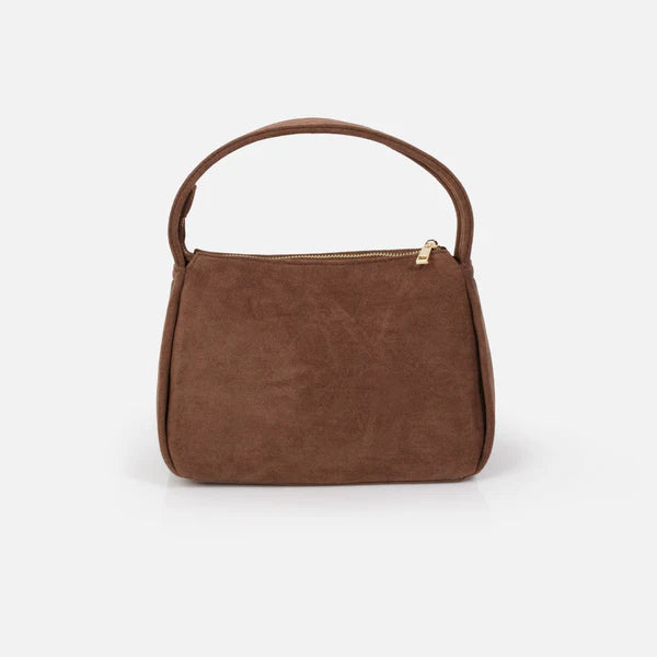 Bizou Smooth Suede Handbag - Light Brown