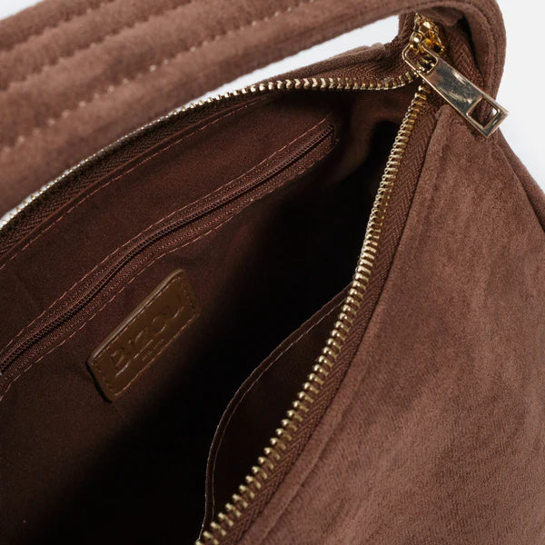 Bizou Smooth Suede Handbag - Light Brown