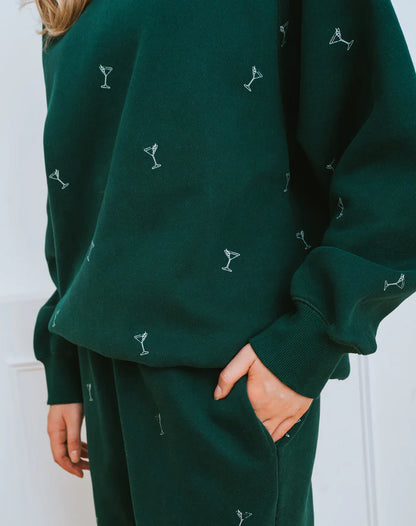 Brunette The Label All Over Martini NYBF Crew - Dark Green