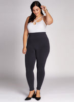 C'est Moi Full Length High Waisted Plus Size Leggings - Black