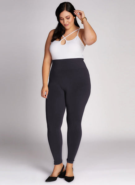 C'est Moi Full Length High Waisted Plus Size Leggings - Black