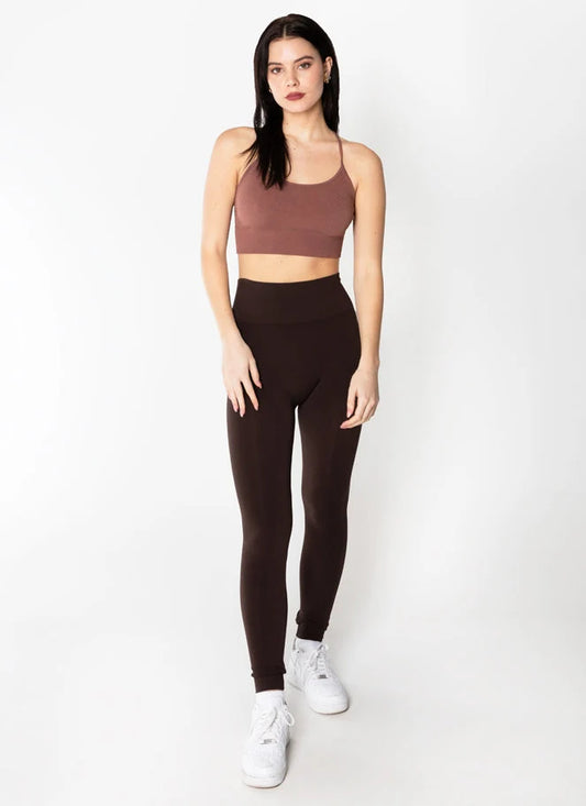 Cest Moi Full Length High Waisted Leggings - Brown