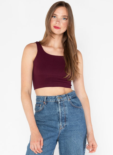 C'est Moi Bamboo Rib Square Neck Tank - Bordeaux