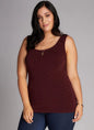 C'est Moi Bamboo Plus Size Striped Tank - Black/Burgundy