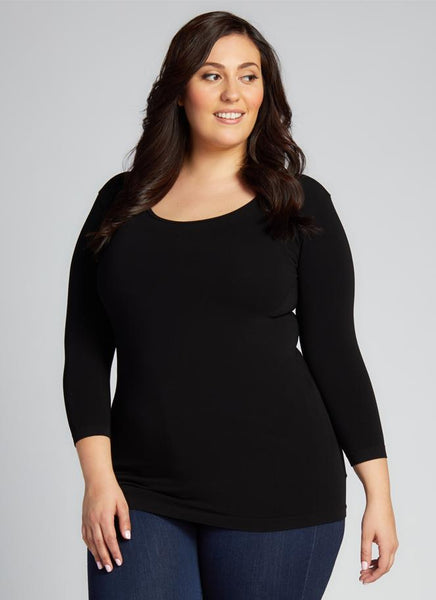 Cest Moi Bamboo Plus 3/4 Sleeve Top - Black
