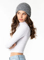 Cest Moi Ribbed Beanie Hat  - Silver