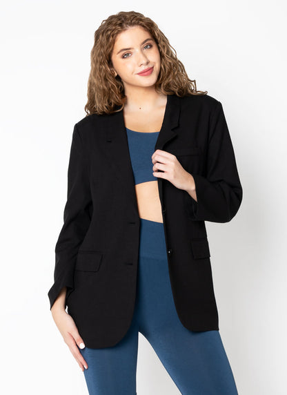 Cest Moi Two Button Front Blazer - Black