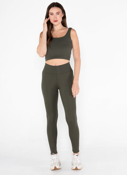 Cest Moi Viscose Sherpa Lined Leggings - Olive