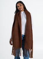 Cest Moi Solid Plush Scarf - Coffee