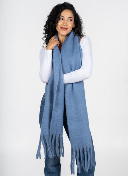 Cest Moi Solid Plush Scarf - Denim