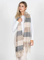Cest Moi Stripe Pattern Blanket Scarf - Grey