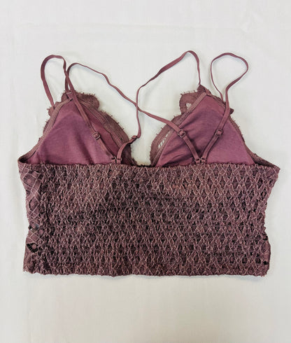 Vanilla Monkey Scalloped Lace Cami Bralette - Dusty Purple