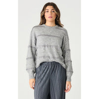 Dex Sequin Stripe Sweater- Heather Grey