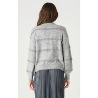 Dex Sequin Stripe Sweater- Heather Grey