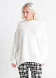 Black Tape Exposed Seams Tunic Sweater - Off White