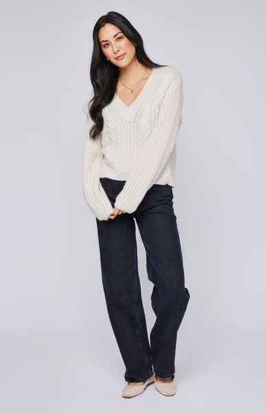 Gentle Fawn Octavia V Neck Sweater - Cream