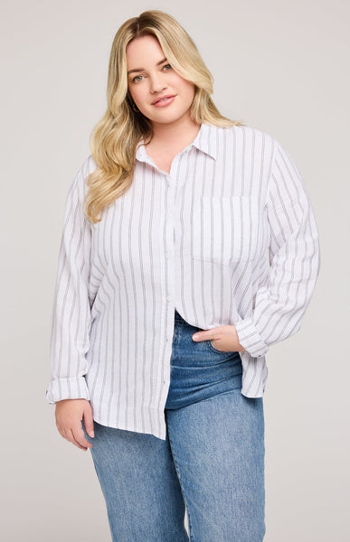 Gentle Fawn Dominique Button Down Shirt - White Stripe