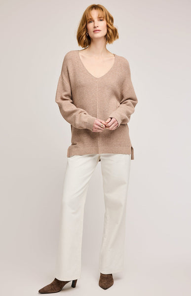 Gentle Fawn Lisbon V-Neck Sweater - Heather Taupe