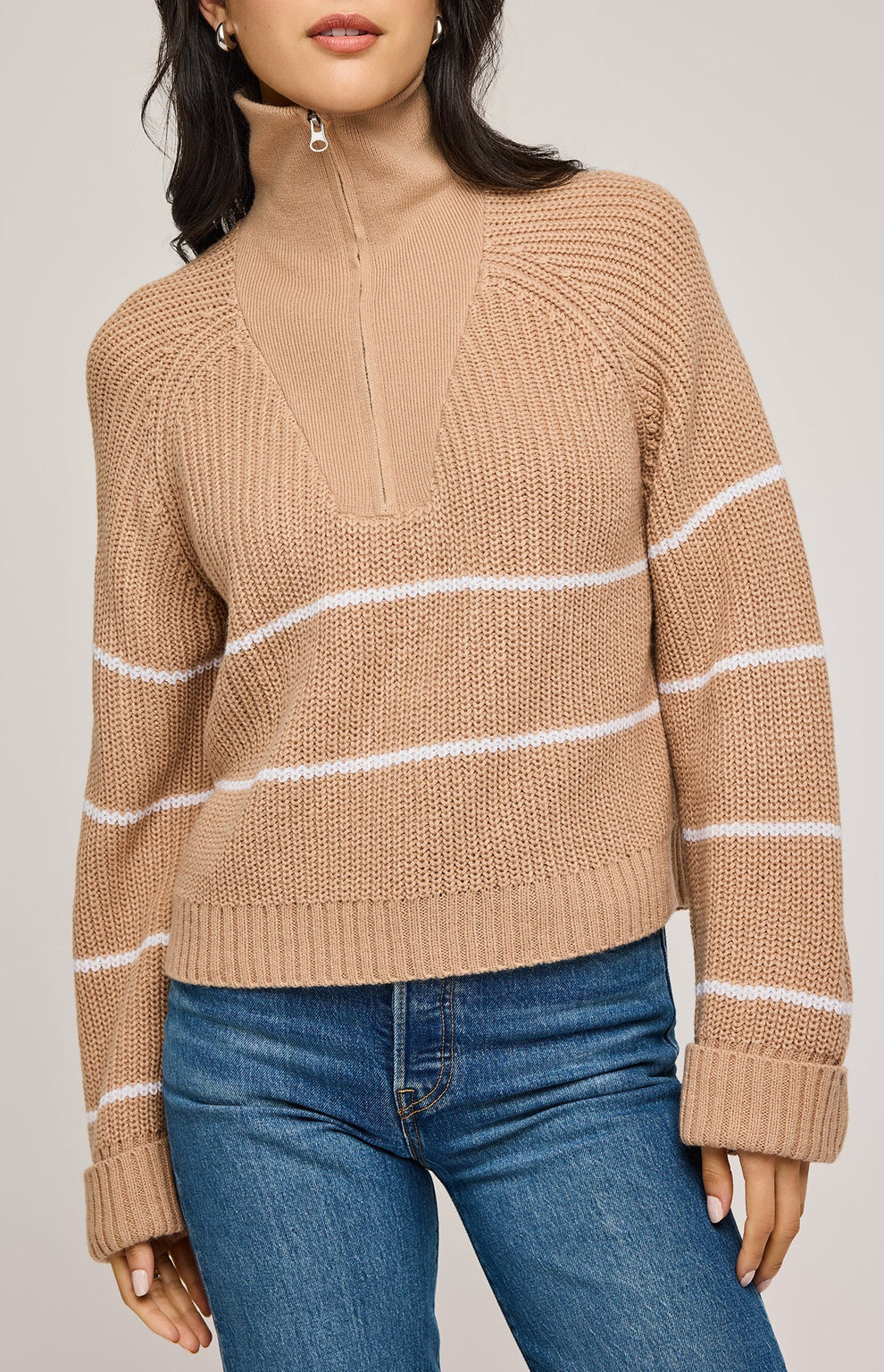 Gentle Fawn Declan Half Zip Sweater - Tan
