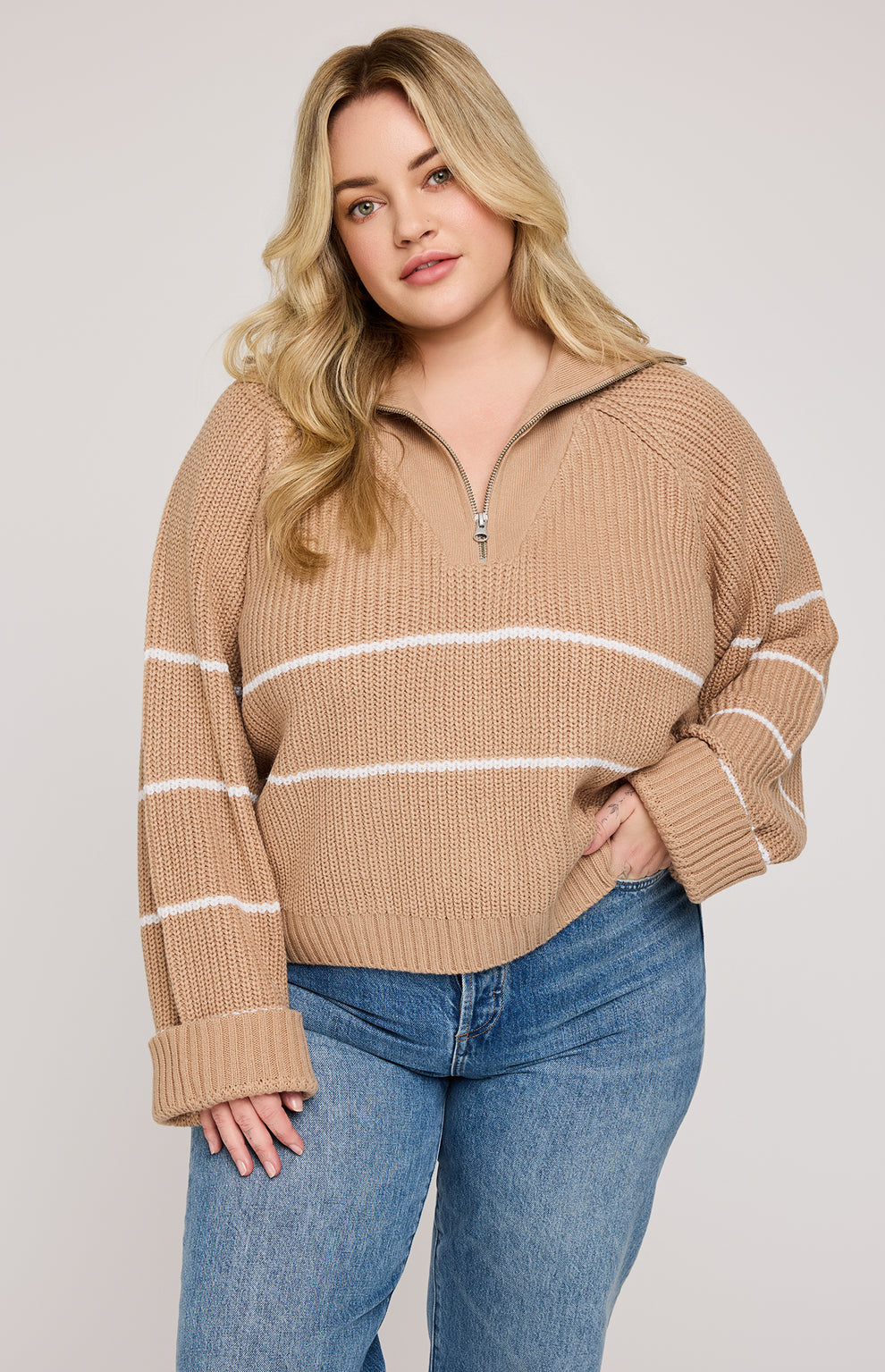 Gentle Fawn Declan Half Zip Sweater - Tan