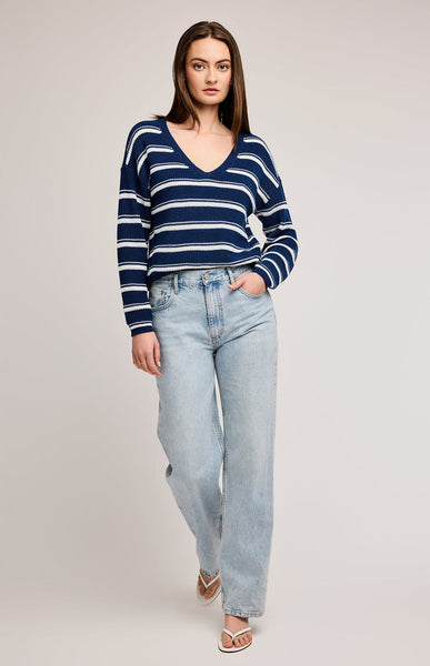 Gentle Fawn Tucker V-Neck Sweater- Nautical Stripe