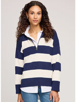 Gentle Fawn Idris 1/4 Zip - Navy Stripe
