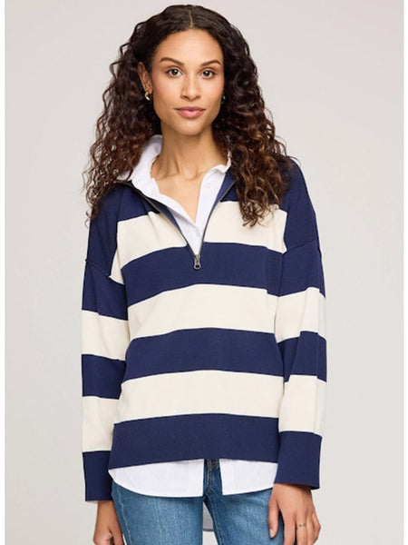 Gentle Fawn Idris 1/4 Zip - Navy Stripe