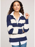Gentle Fawn Idris 1/4 Zip - Navy Stripe