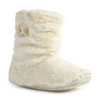 Bedroom Athletics High Density Faux Fur Rouched Slipper Boot - Cream