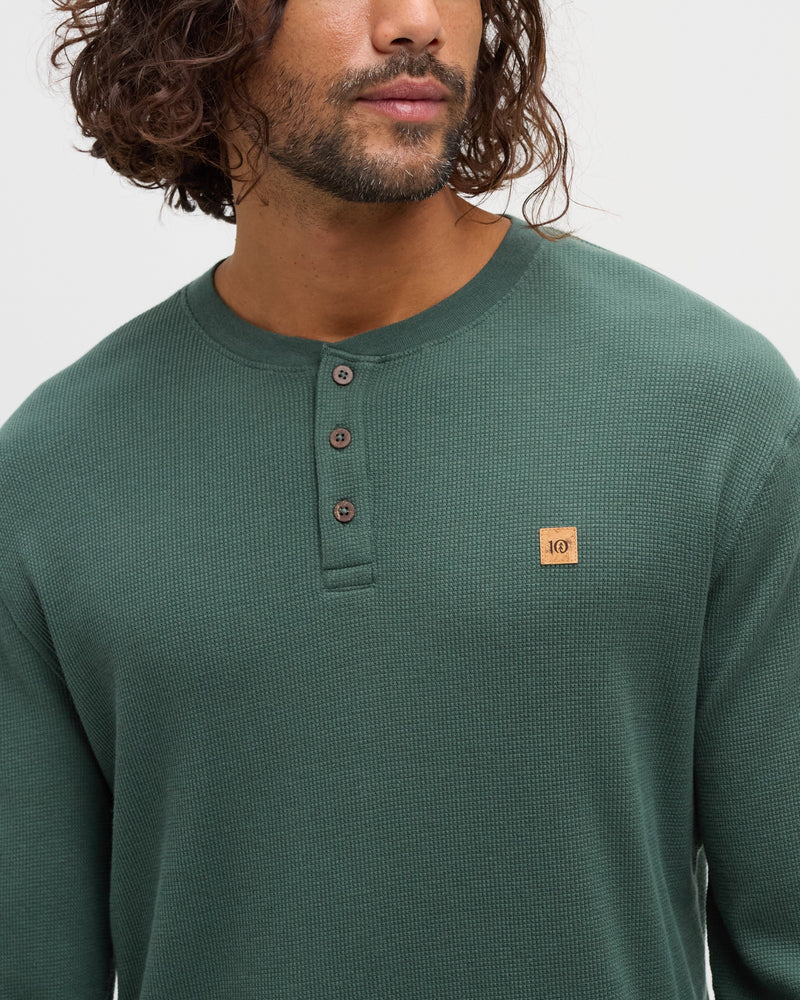 Ten Tree Freemont Henley Sweater - Forest Pine