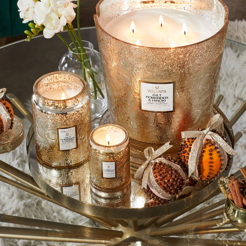 Voluspa Candle 5 Wick Hearth - Gilt Pomander Hinoki