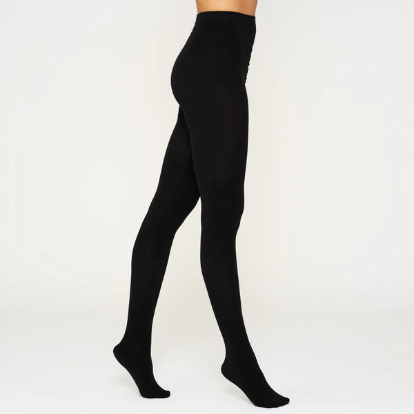 Lemon Loungewear Cable Pattern Fleece Tights - Black