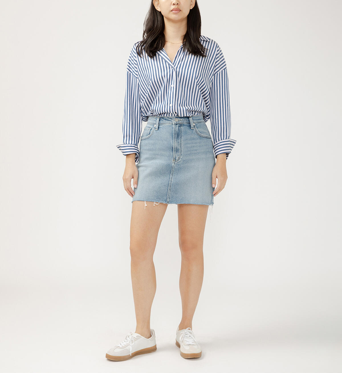 Silver Denim Mini Skirt - Indigo