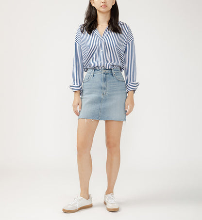 Silver Denim Mini Skirt - Indigo