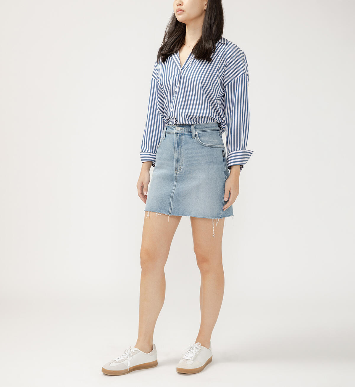 Silver Denim Mini Skirt - Indigo