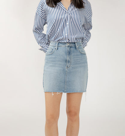 Silver Denim Mini Skirt - Indigo