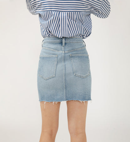 Silver Denim Mini Skirt - Indigo