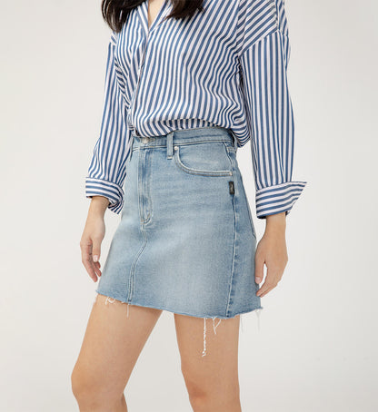 Silver Denim Mini Skirt - Indigo