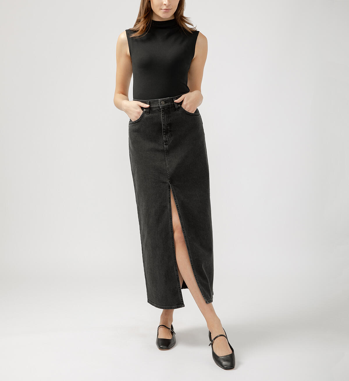 Silver Jeans Denim Maxi Skirt - Black