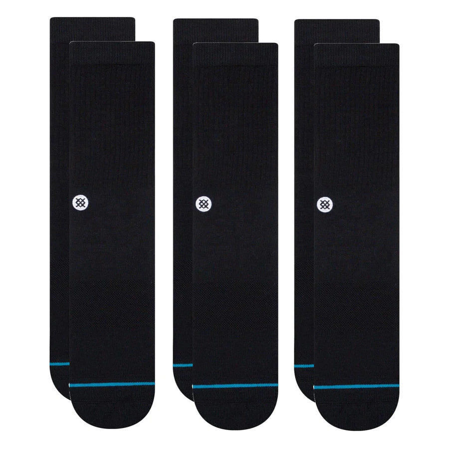 Stance Socks Icon Quarter Socks 3pk - Black