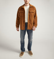 Silver Corduroy Shacket - Tobacco Brown