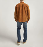 Silver Corduroy Shacket - Tobacco Brown