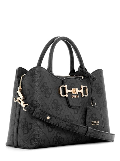 Guess Jaine Logo Girlfriend Satchel - Gris & Cloud Wash