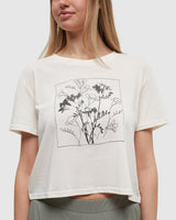 Ten Tree Floral Crop T-Shirt - Undyed/Meteorite Black