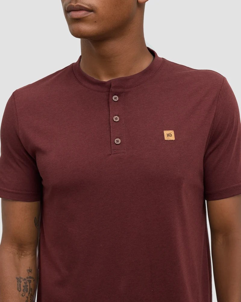 Ten Tree Baker Henley - Red Chestnut