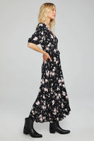 Saltwater Dress Floral Nya Midi Dress - Black Floral